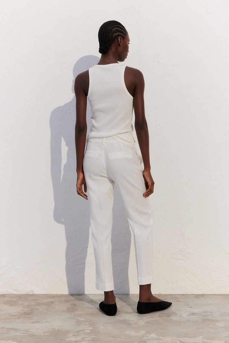 Linen-blend trousers