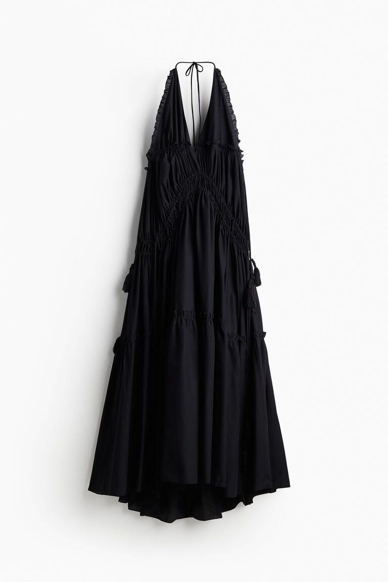 Drawstring-detail halterneck dress
