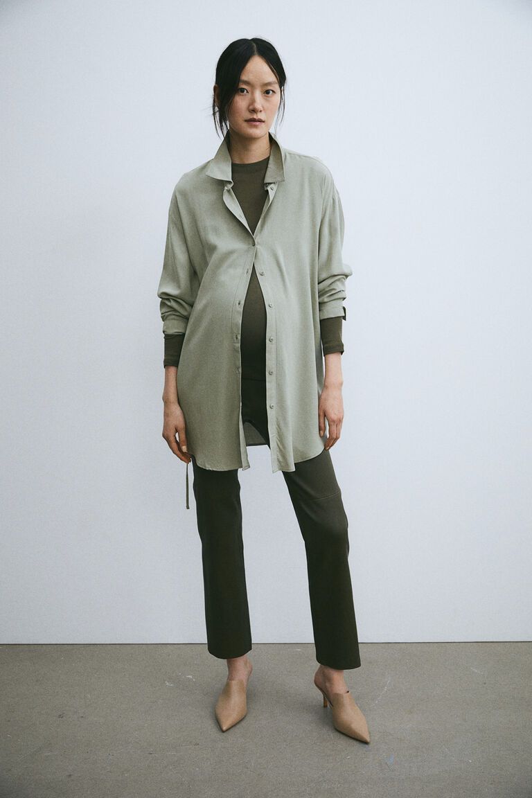 MAMA Before & After tie-belt shirt