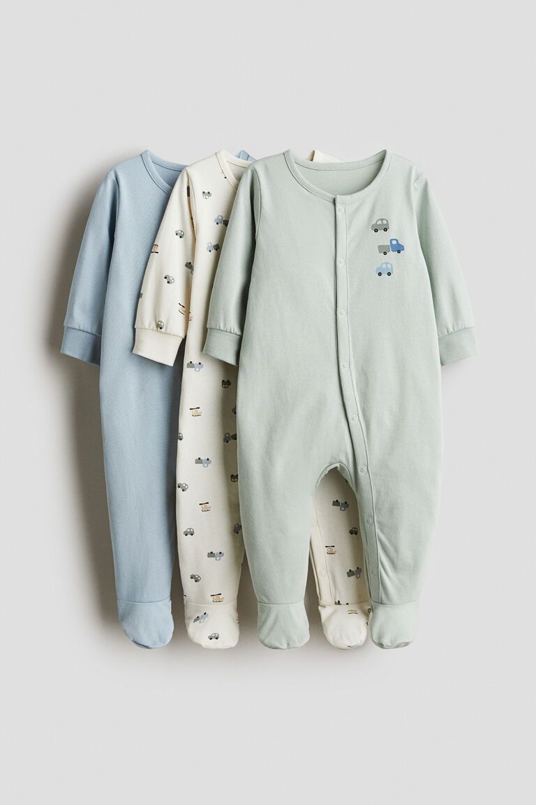 3-pack cotton sleepsuits