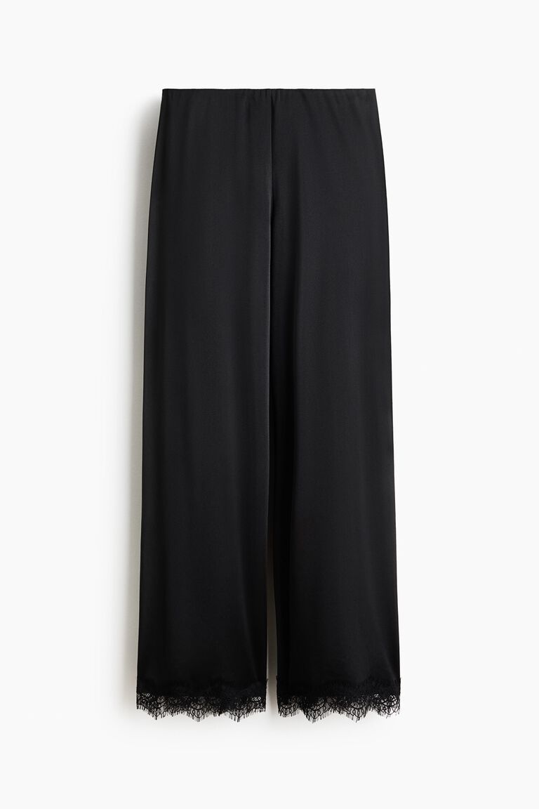 Lace-trimmed interlock trousers