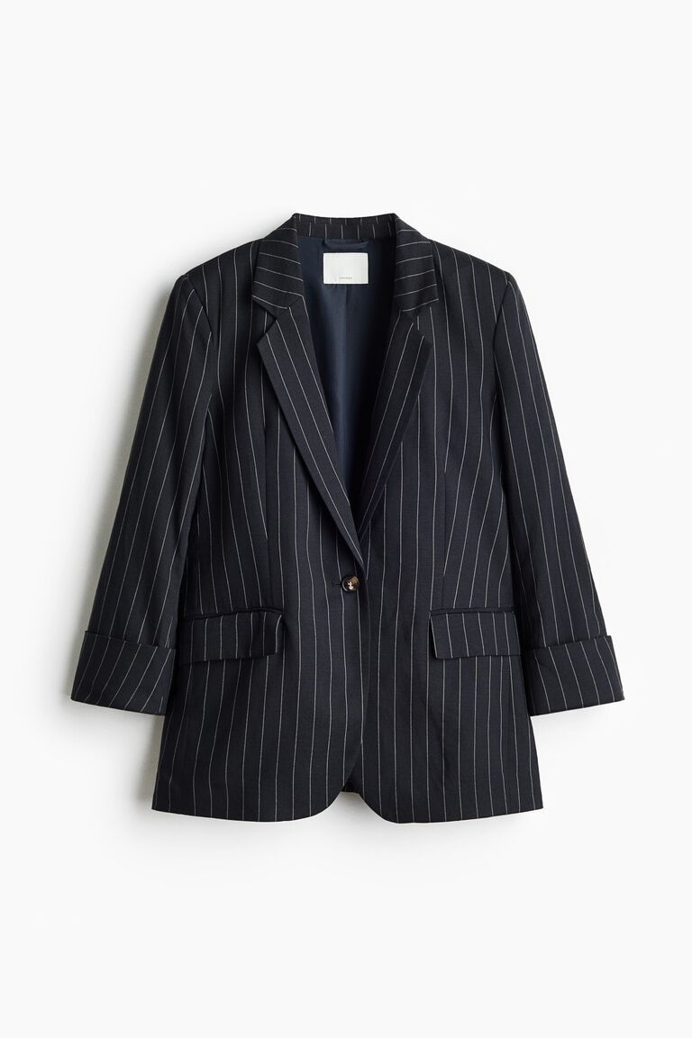 Linen-blend single-breasted blazer