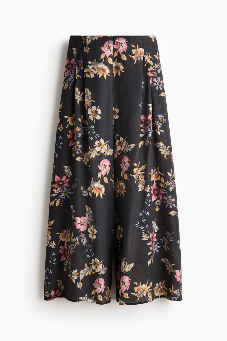 Wide viscose-blend trousers