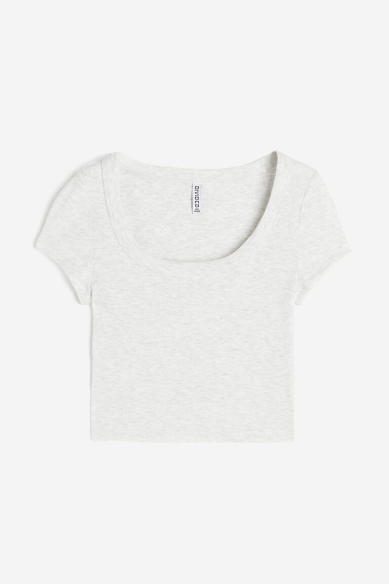 Cropped ribbed T-shirt