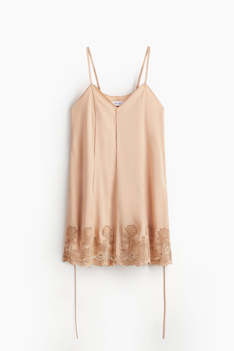 Lace-inset satin dress