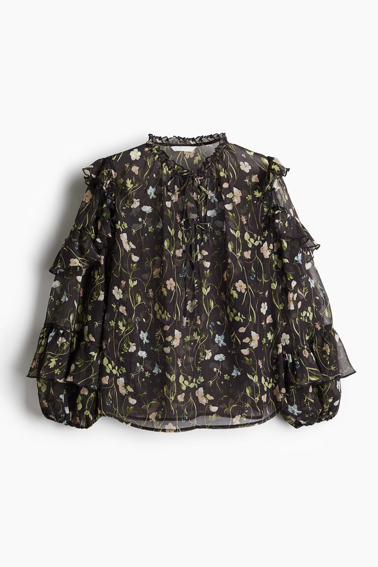 Flounced chiffon blouse