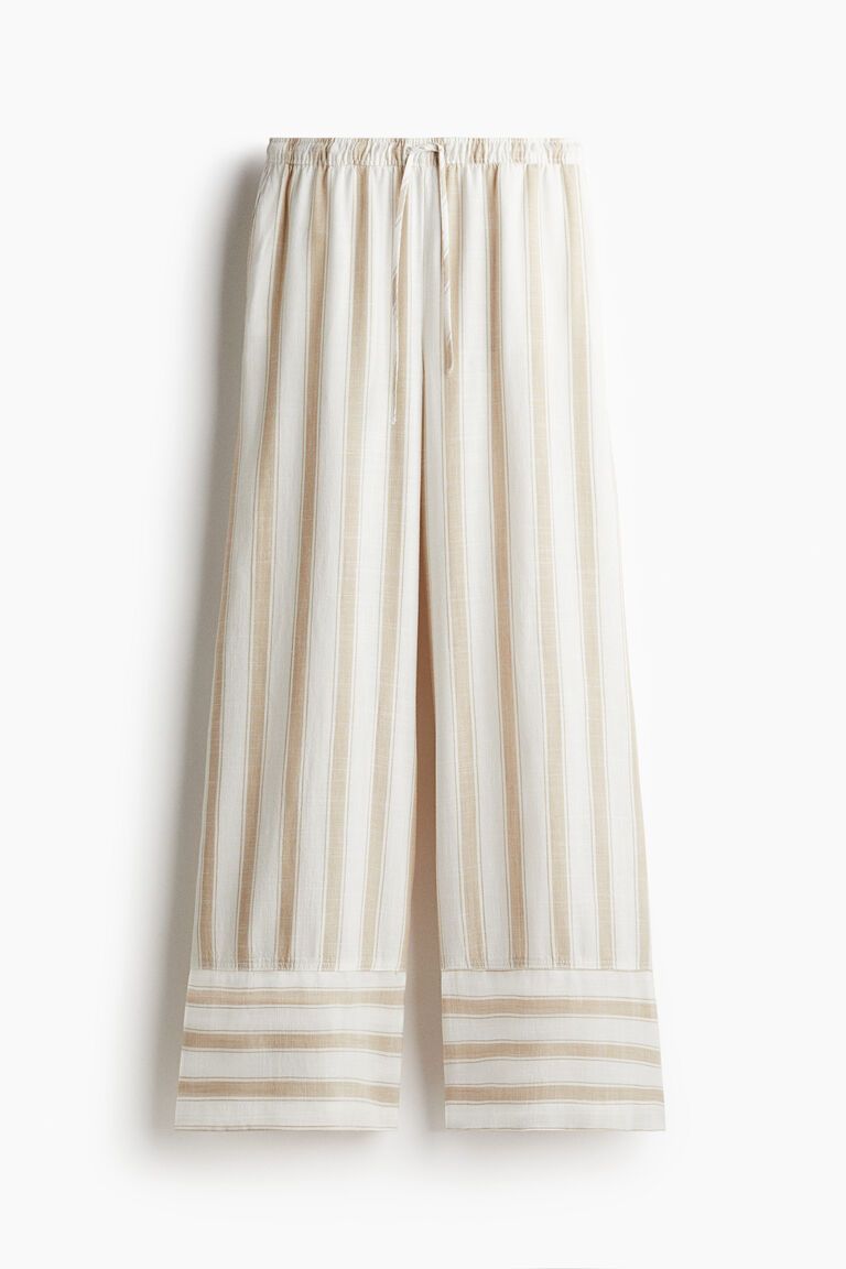 Linen-blend drawstring trousers
