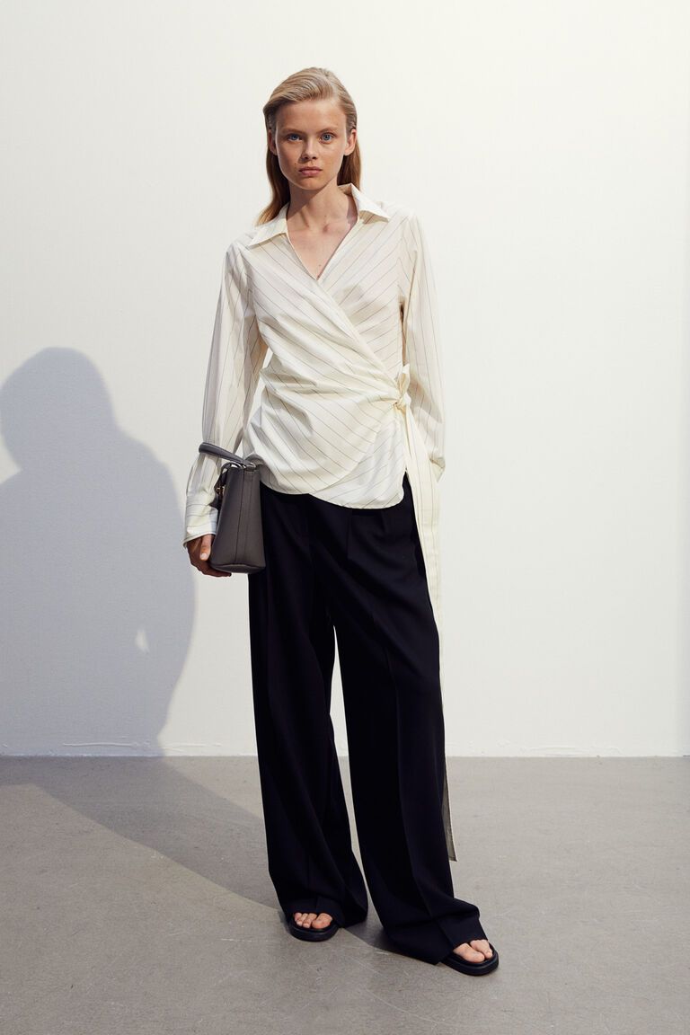 Poplin wrap shirt