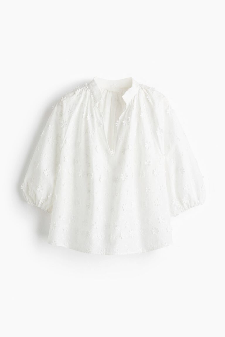 Appliquéd cotton blouse