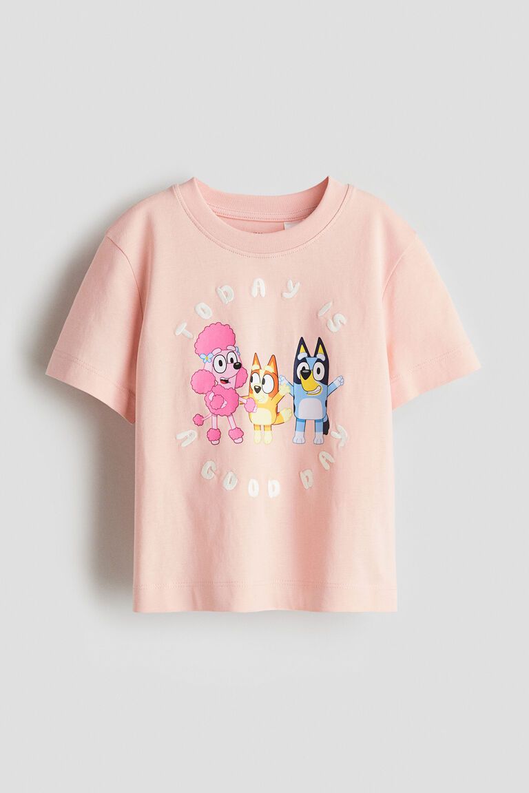 Print-motif cotton T-shirt