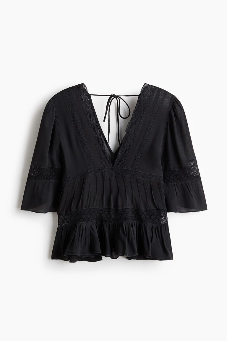 Lace-detail viscose blouse