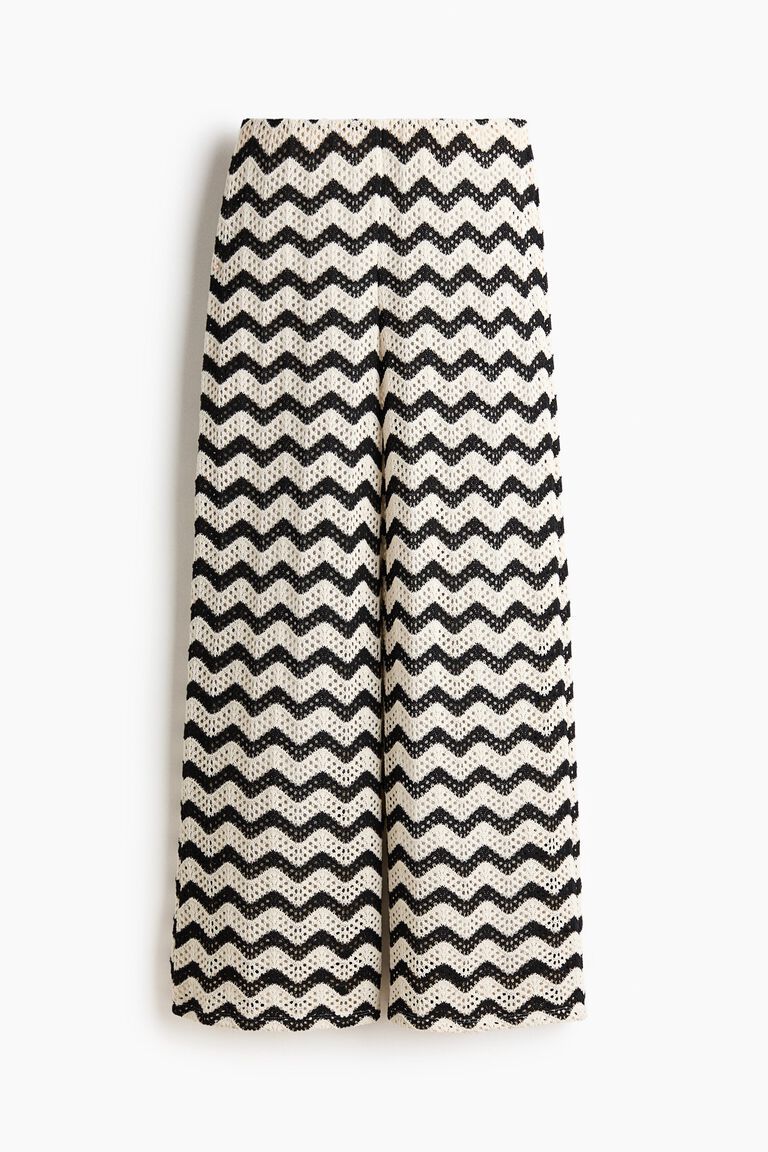 Wide textured-knit trousers