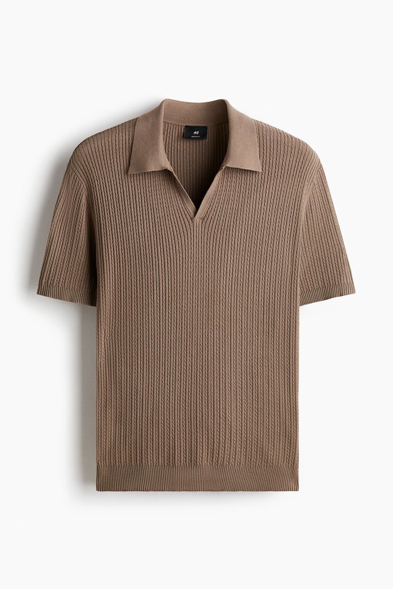 Regular Fit Cable-knit polo shirt