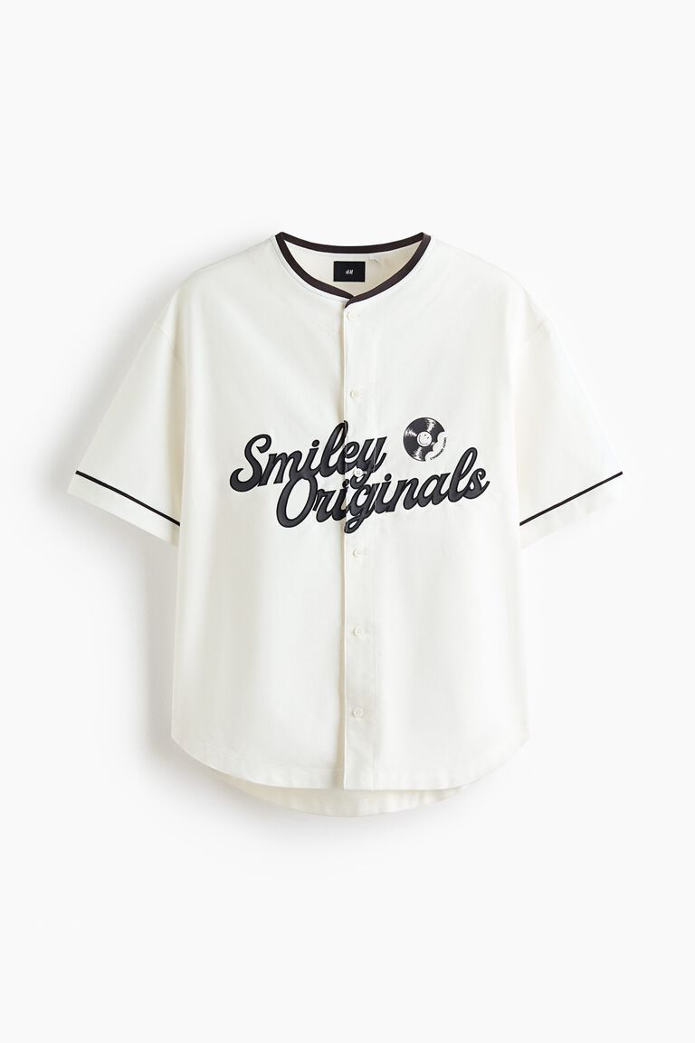 Loose Fit Printed cotton baseball shirt