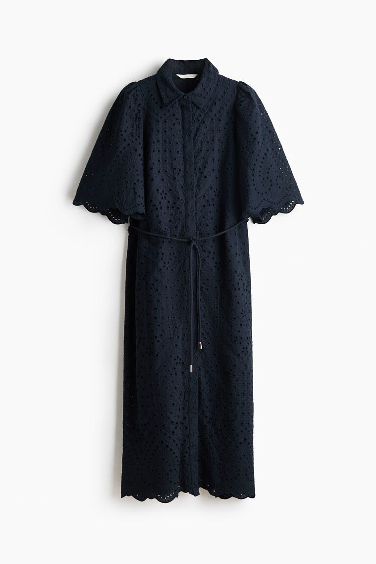 Broderie-anglaise cotton shirt dress