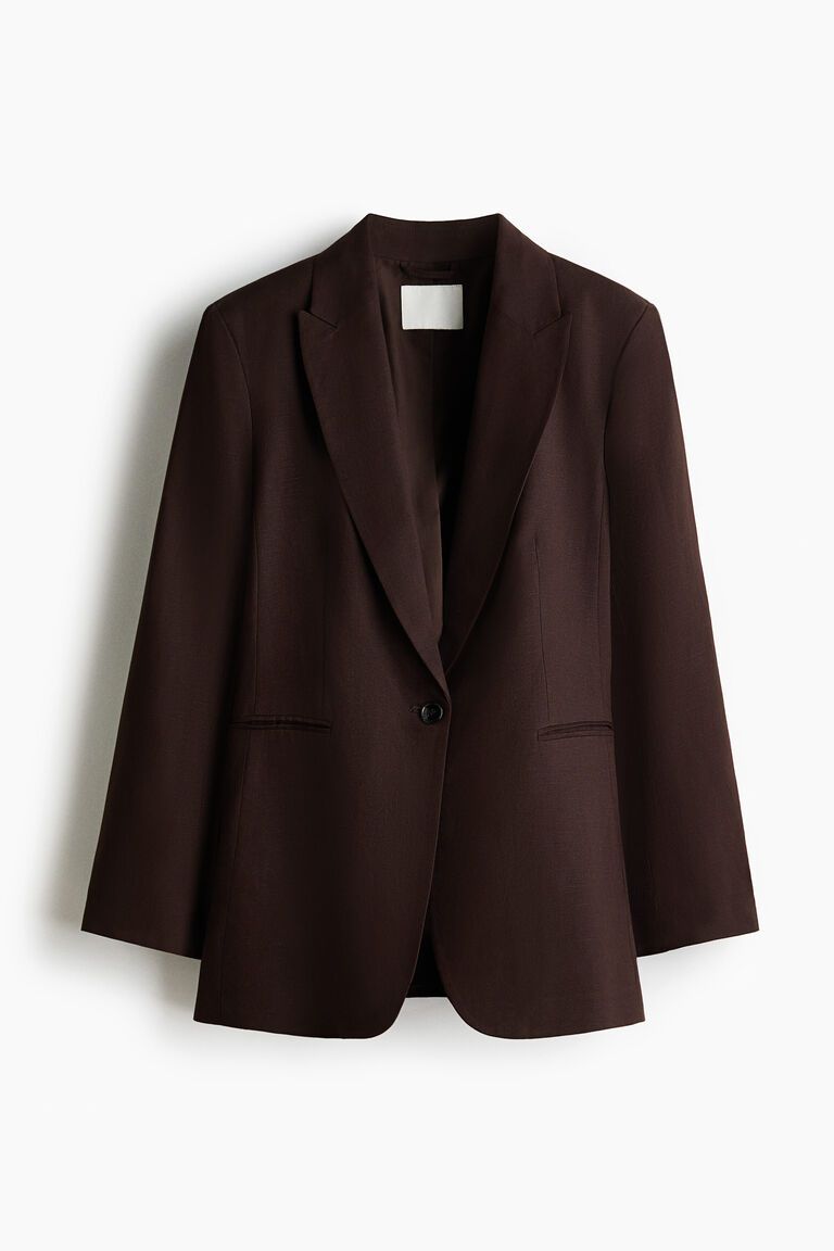 Linen-blend blazer