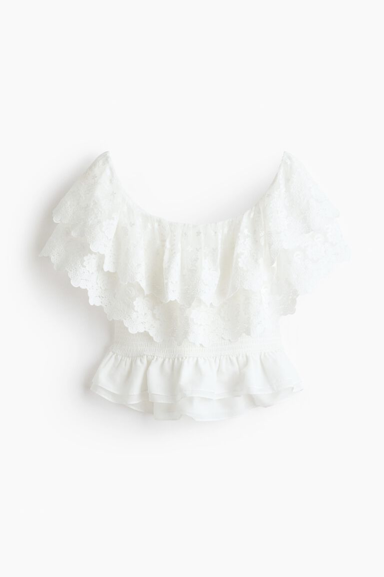 Flounced off-the-shoulder top