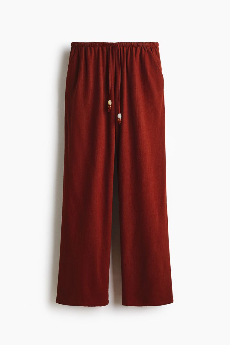 Linen-blend drawstring trousers
