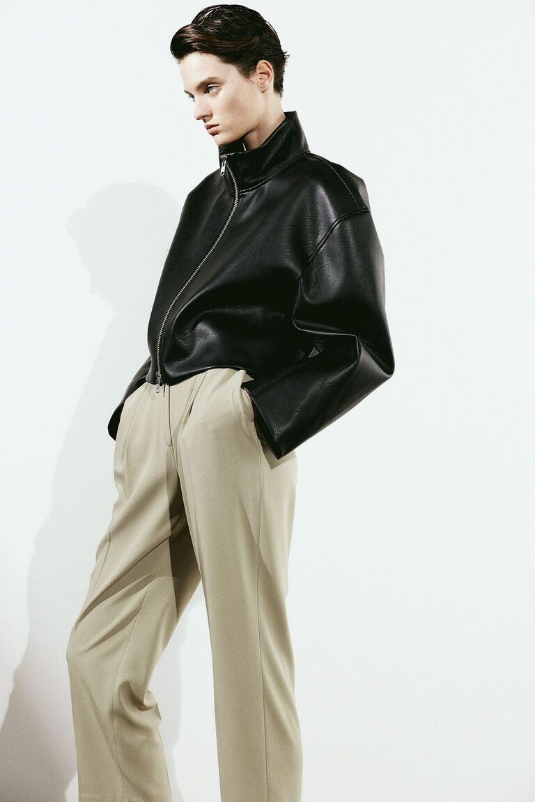 Wide crease-leg trousers