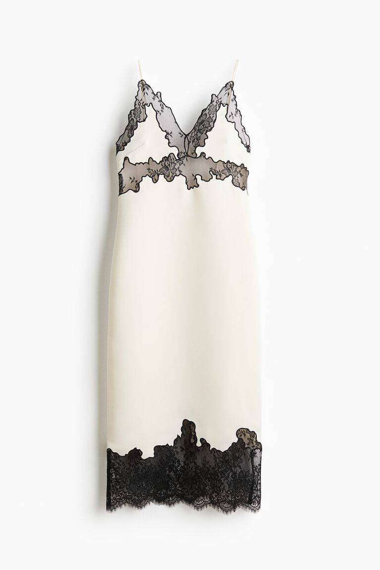 Lace-trimmed strappy dress