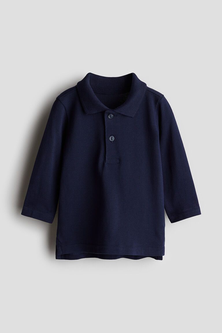Long-sleeved piqué polo shirt