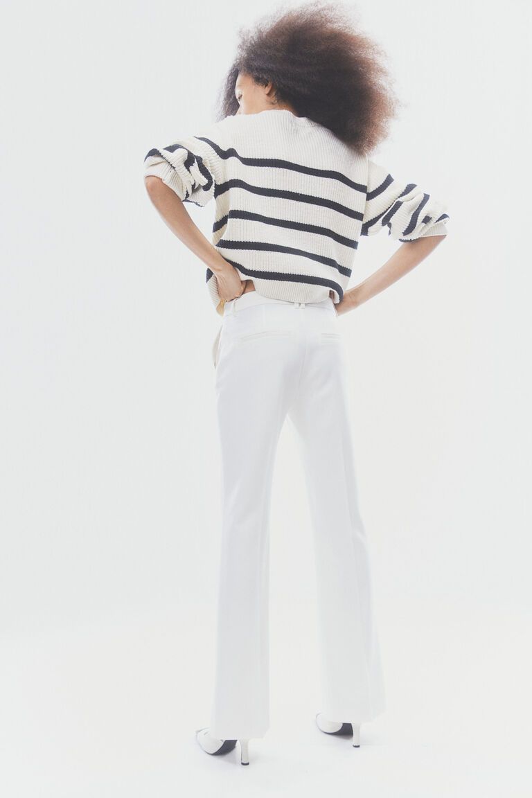 Flared twill trousers