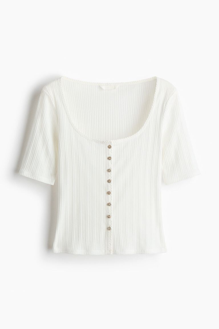 Pointelle-knit top