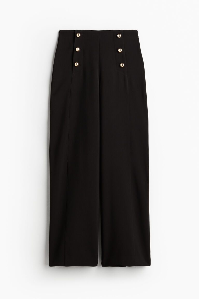 Button-front twill trousers