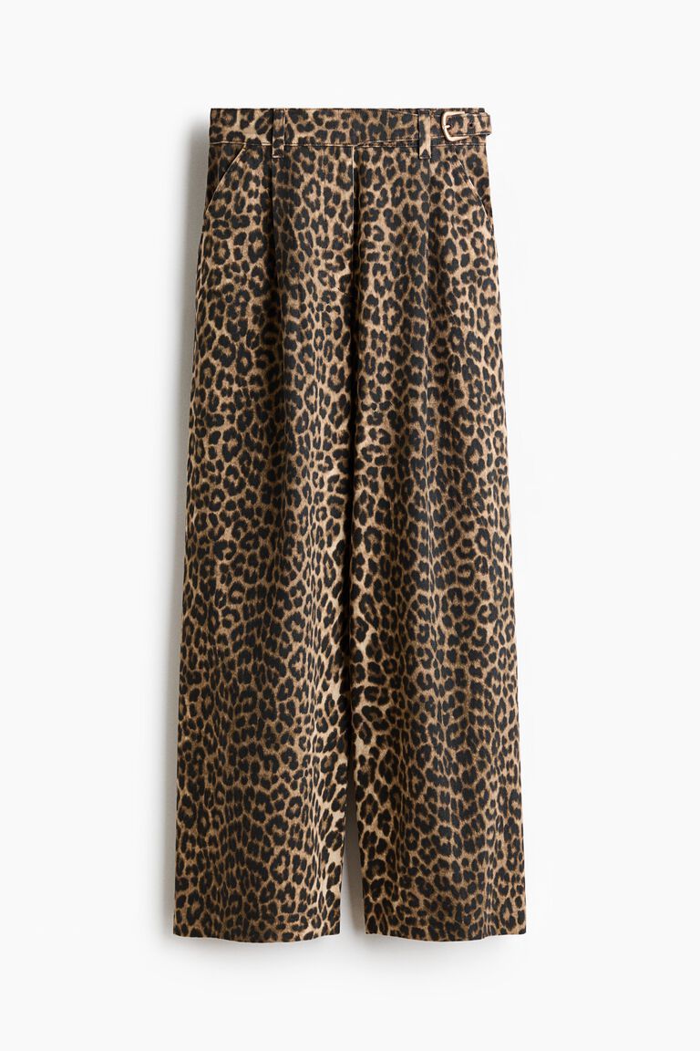 Belt-detail denim trousers