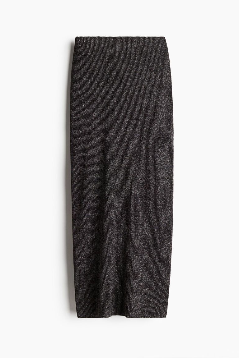 Glittery rib-knit skirt