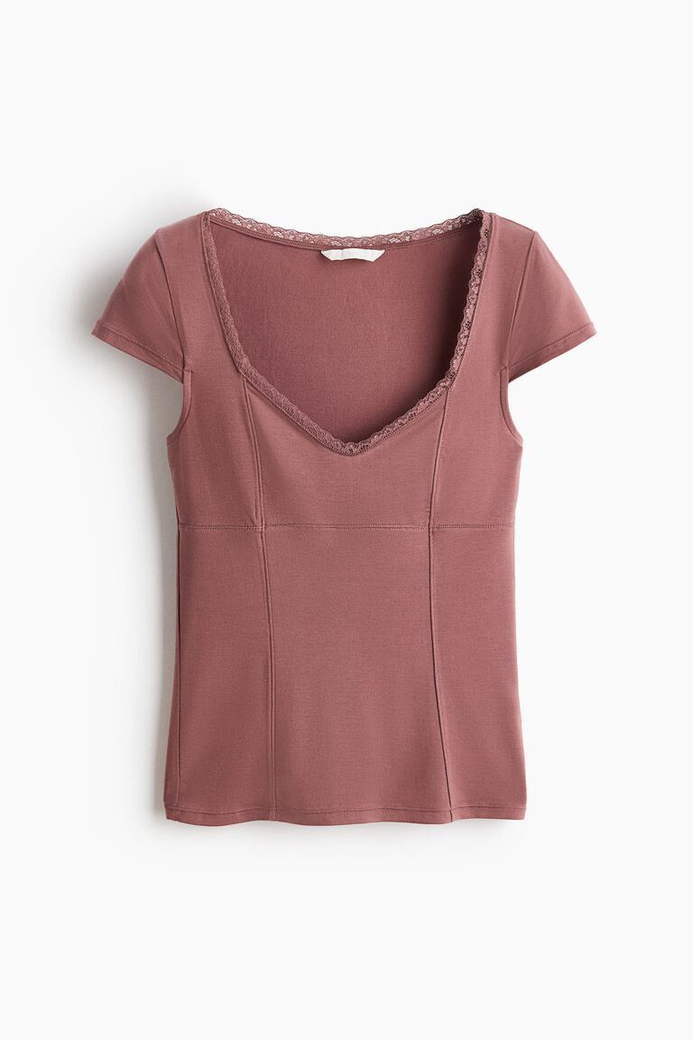 Lace-trimmed top