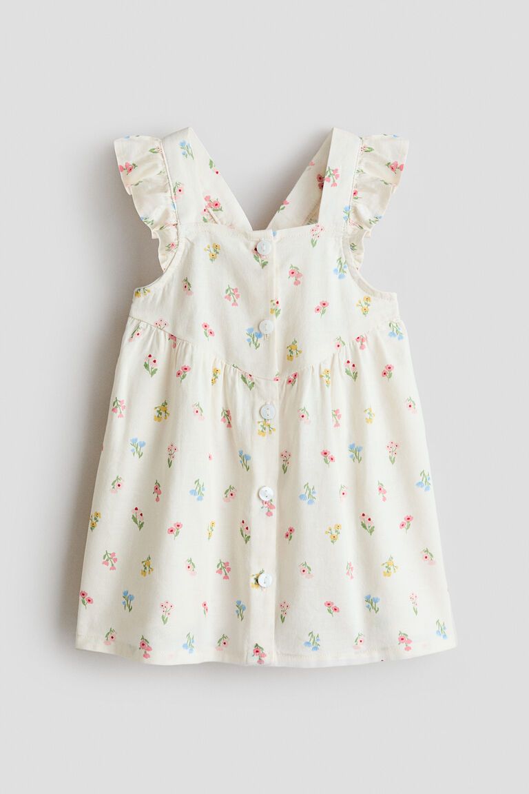 Flounce-trimmed cotton dress