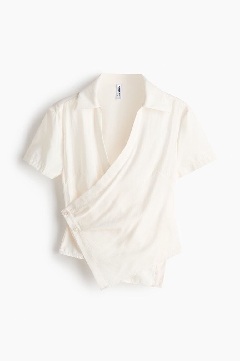Short-sleeved wrap shirt