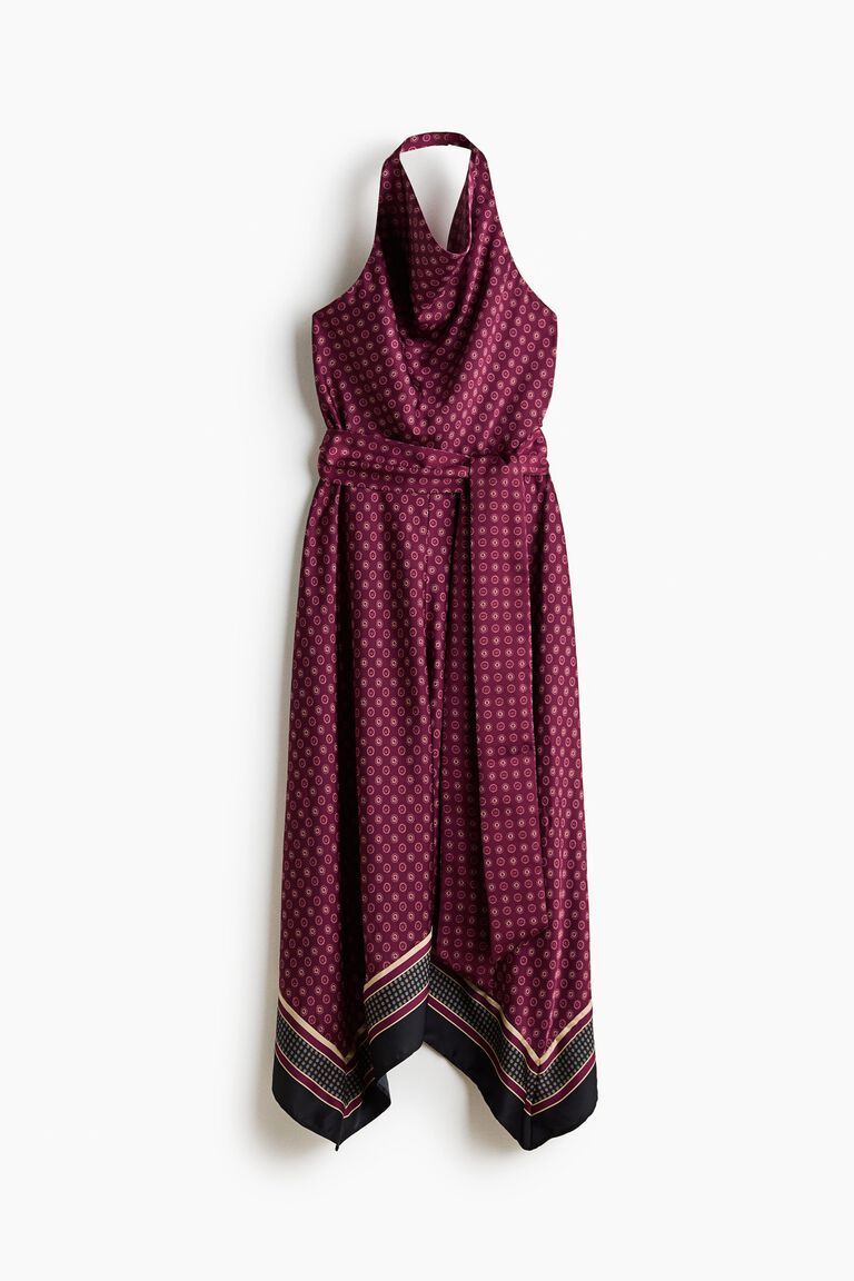 Tie-belt halterneck dress