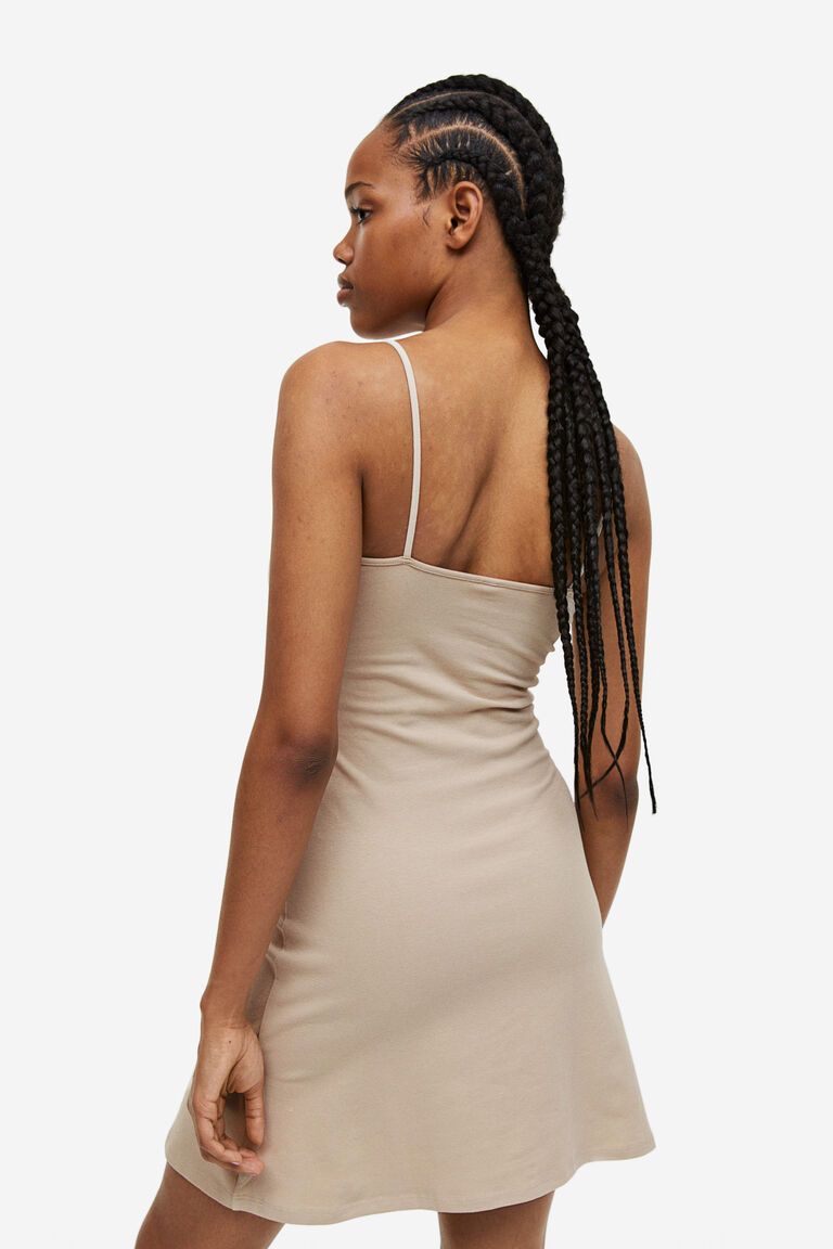 Flared-skirt jersey dress