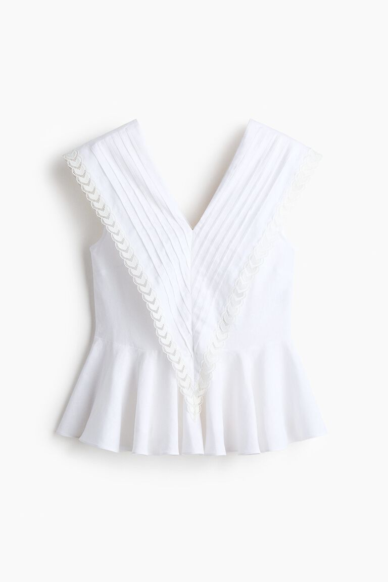 Linen-blend peplum top