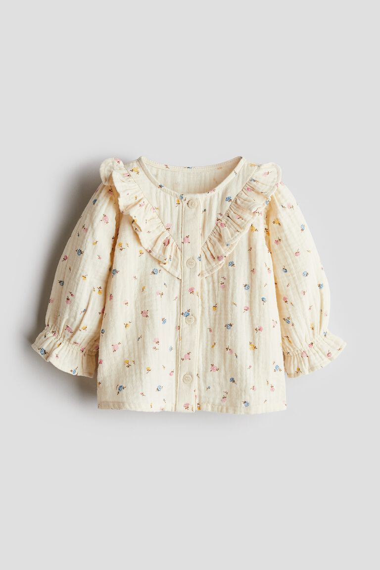 Flounce-detail cotton blouse