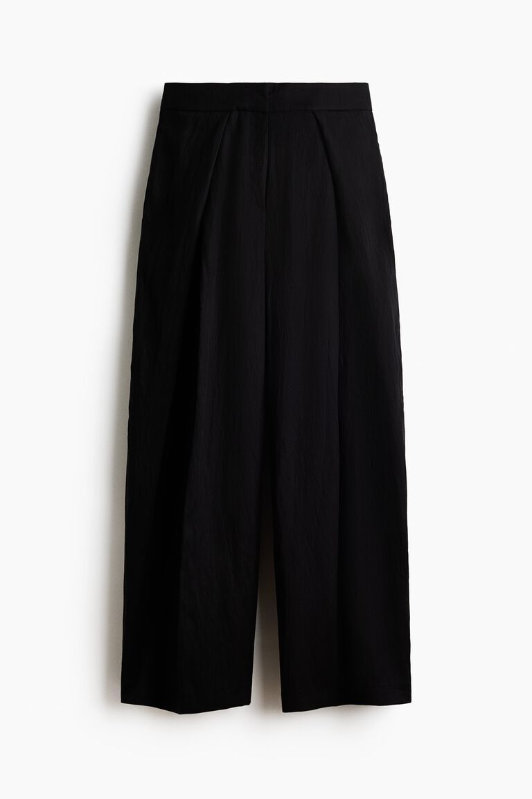 Crinkled wrap-detail trousers