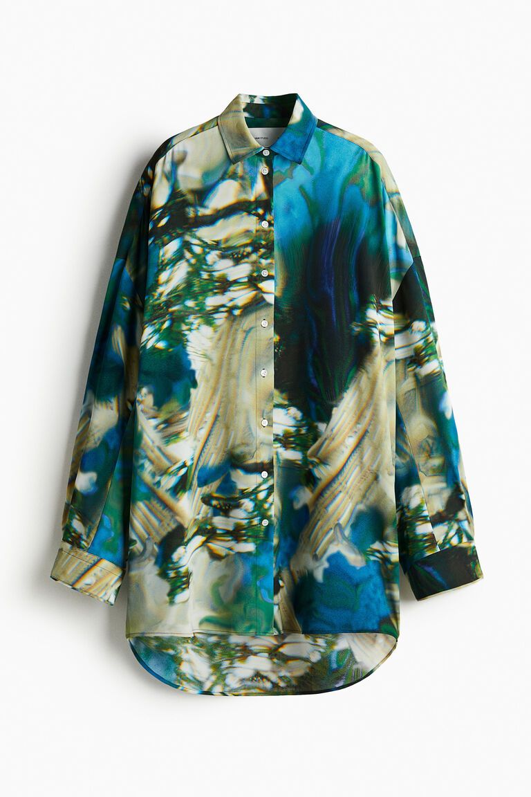 Abstract-patterned chiffon shirt