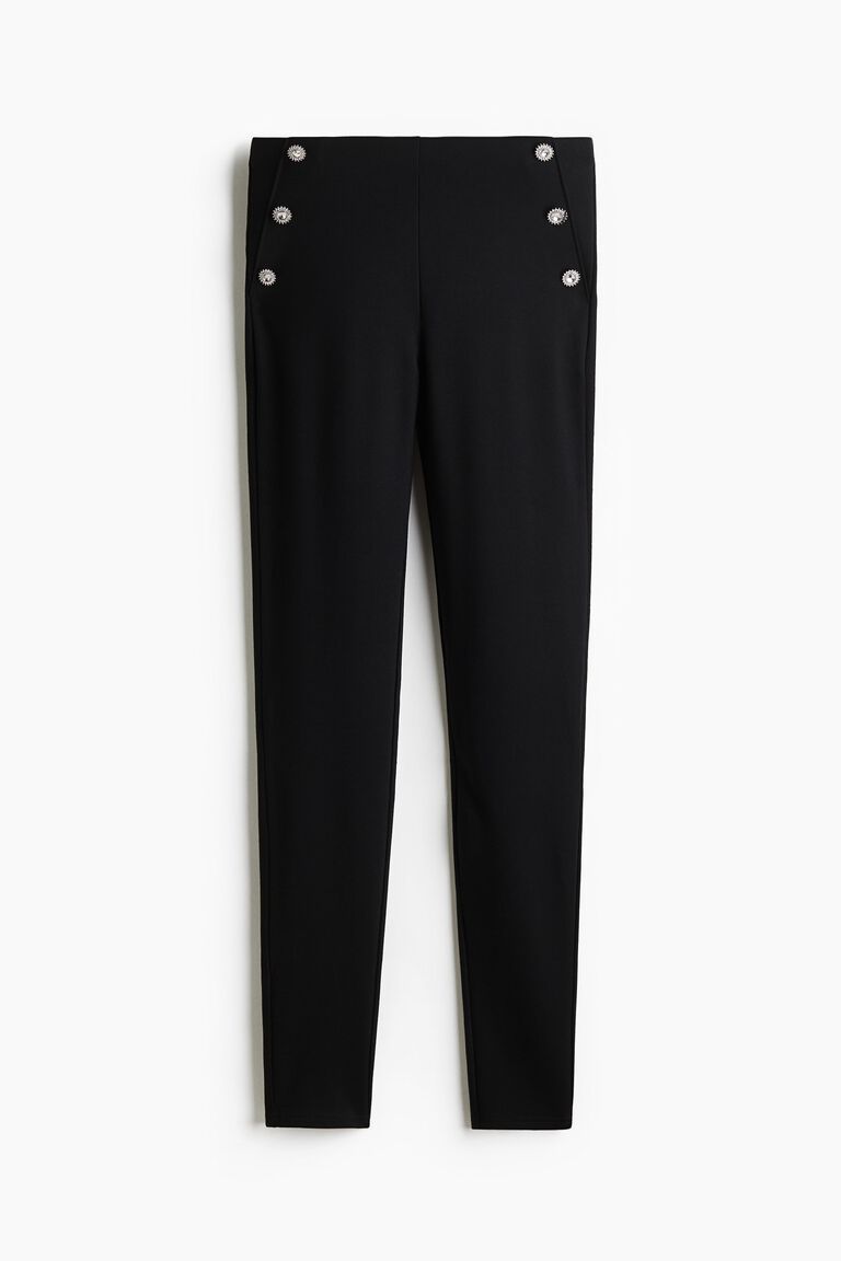 Button-detailed leggings