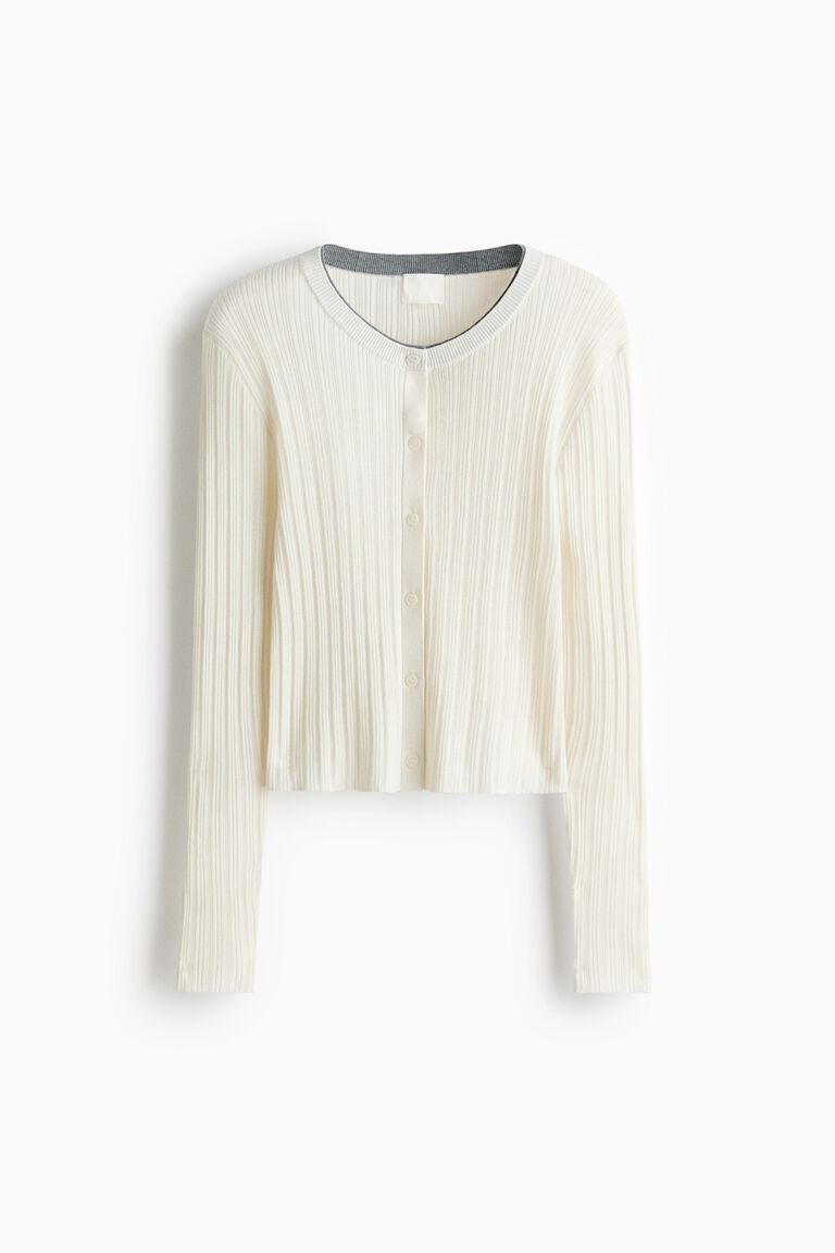 Rib-knit cardigan