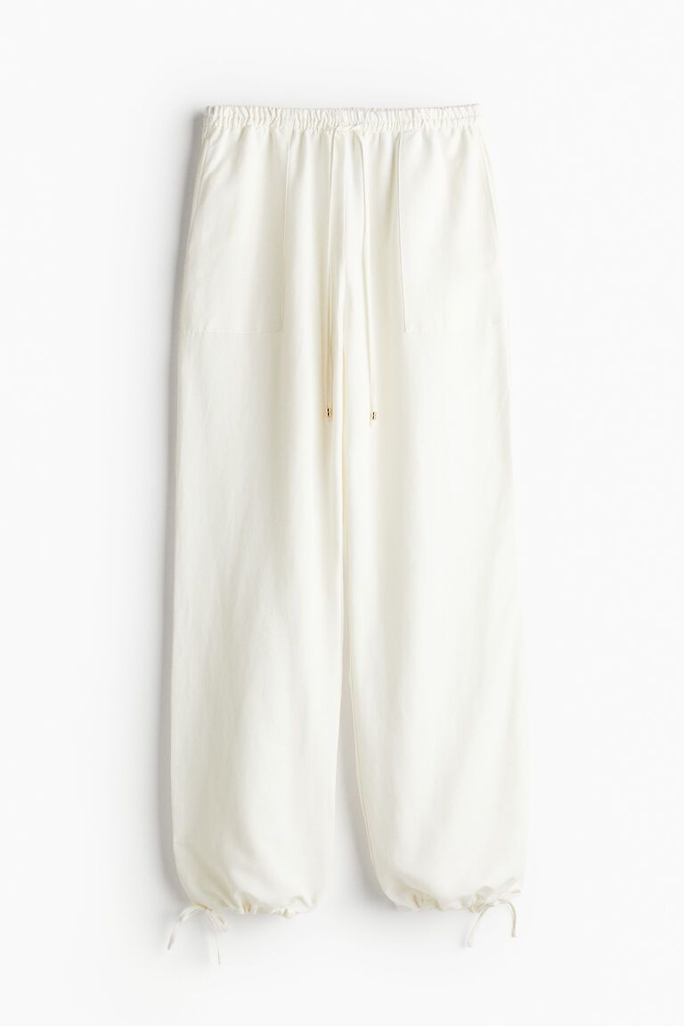 Linen-blend pull-on trousers