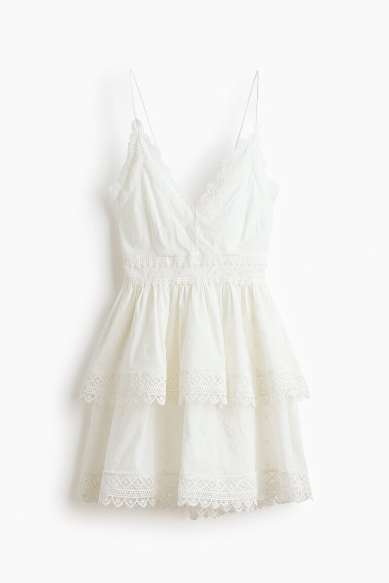 Lace-trimmed cotton dress
