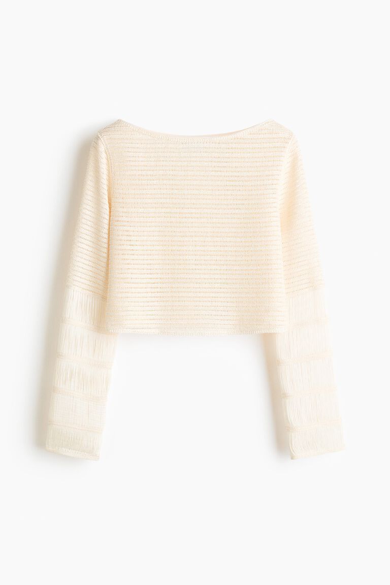 Crochet-look boat-neck top
