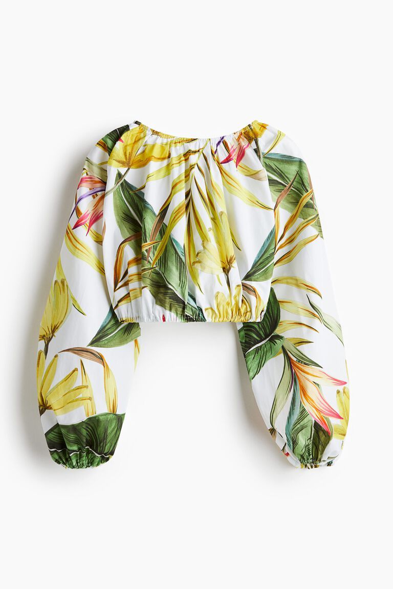 Cropped poplin blouse