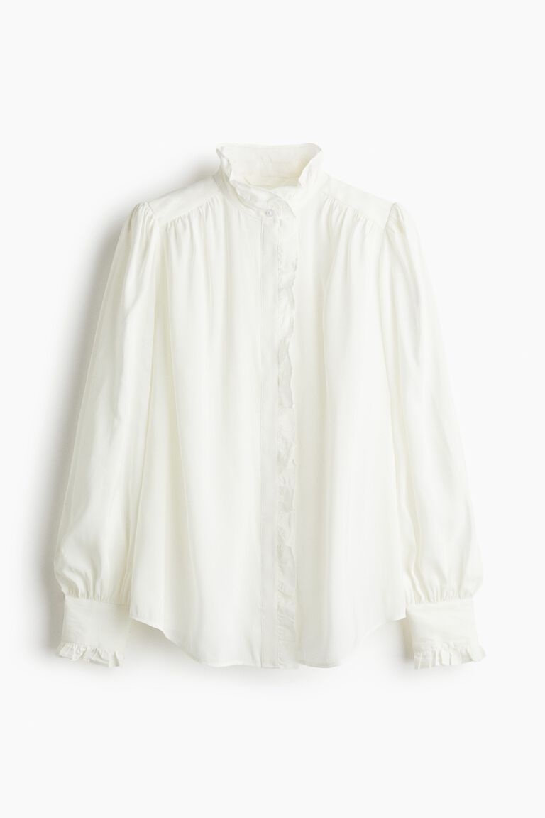 Oversized frill-trimmed blouse