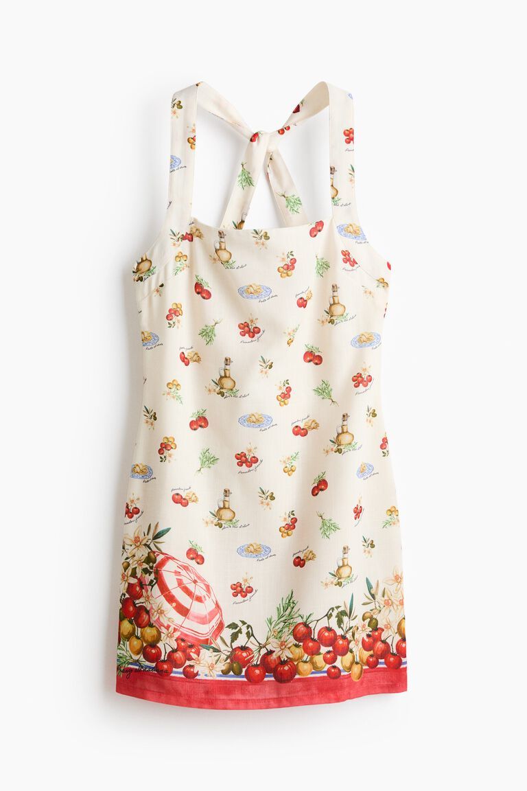 Twist-detail printed dress