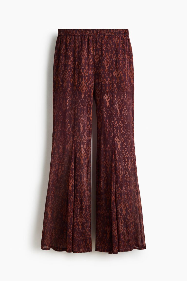Flared crinkled trousers