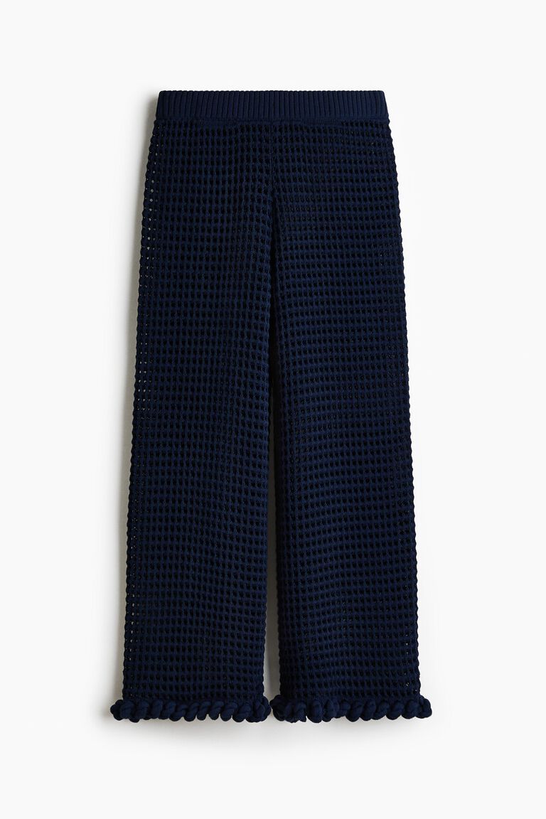 Rope-detail hole-knit trousers