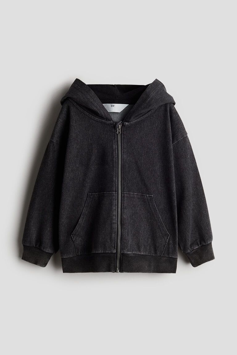 Zip-through twill hoodie
